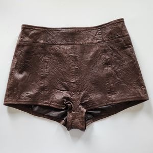 NWT Abercrombie & Fitch Brown Leather Shorts Hot Pants Hippie Biker 8